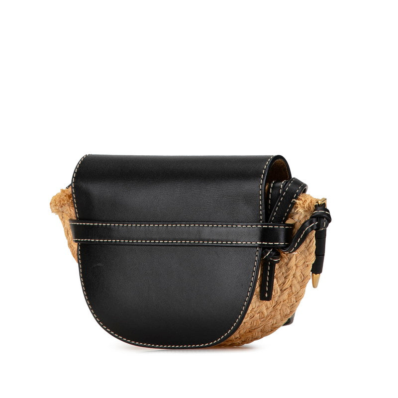 Loewe Mini Gate Leather Raffia Shoulder Bag