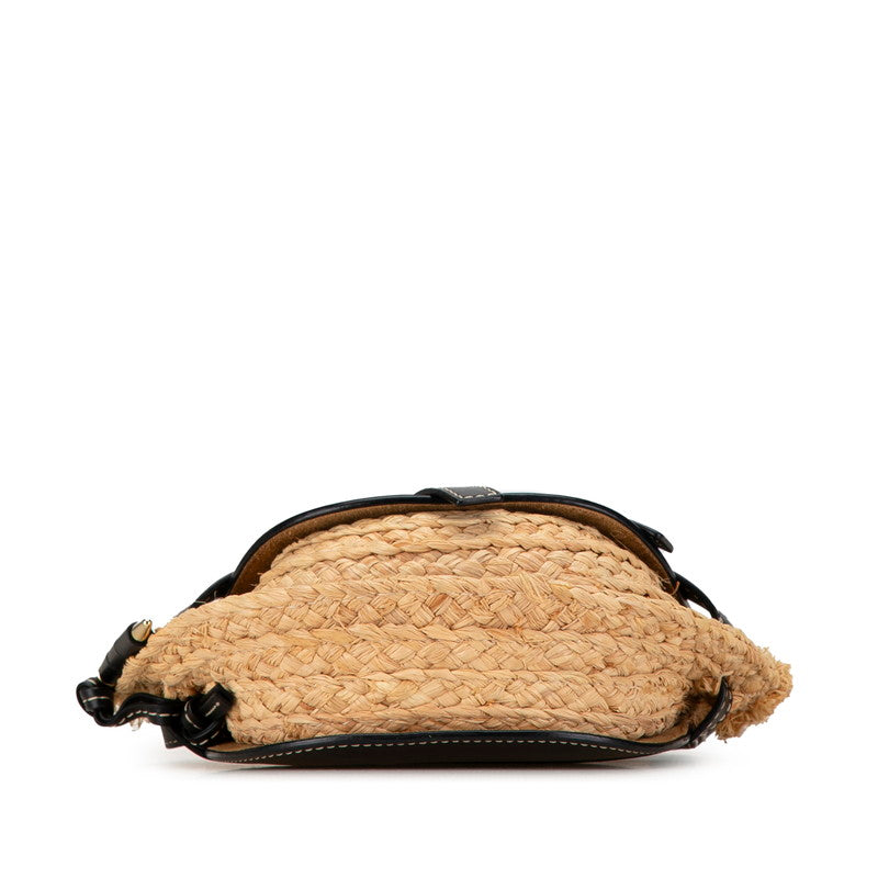 Loewe Mini Gate Leather Raffia Shoulder Bag