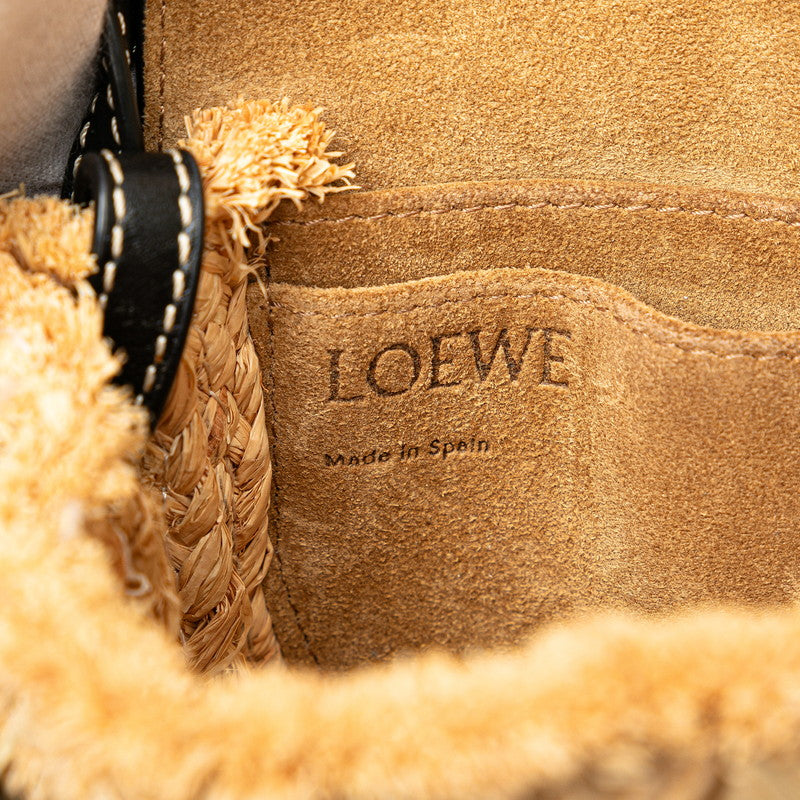 Loewe Mini Gate Leather Raffia Shoulder Bag