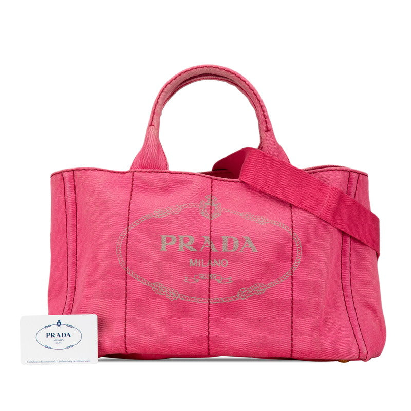 Prada Canvas Canapa M 2WAY Handbag Pink