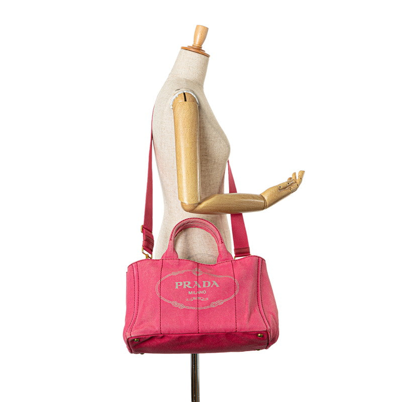 Prada Canvas Canapa M 2WAY Handbag Pink