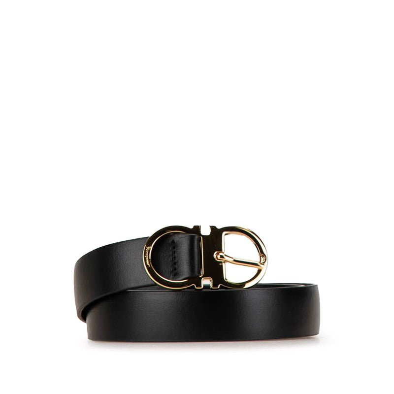 Salvatore Ferragamo Gancini Leather Belt Black