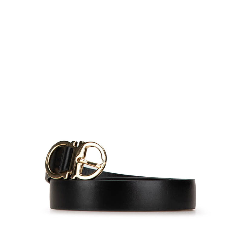 Salvatore Ferragamo Gancini Leather Belt Black