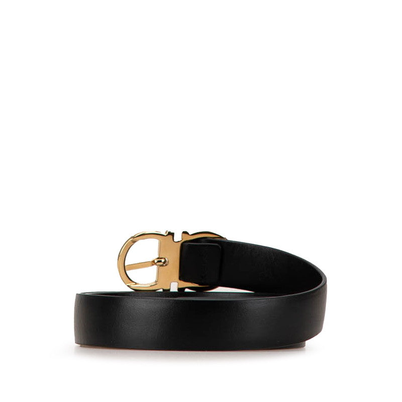 Salvatore Ferragamo Gancini Leather Belt Black