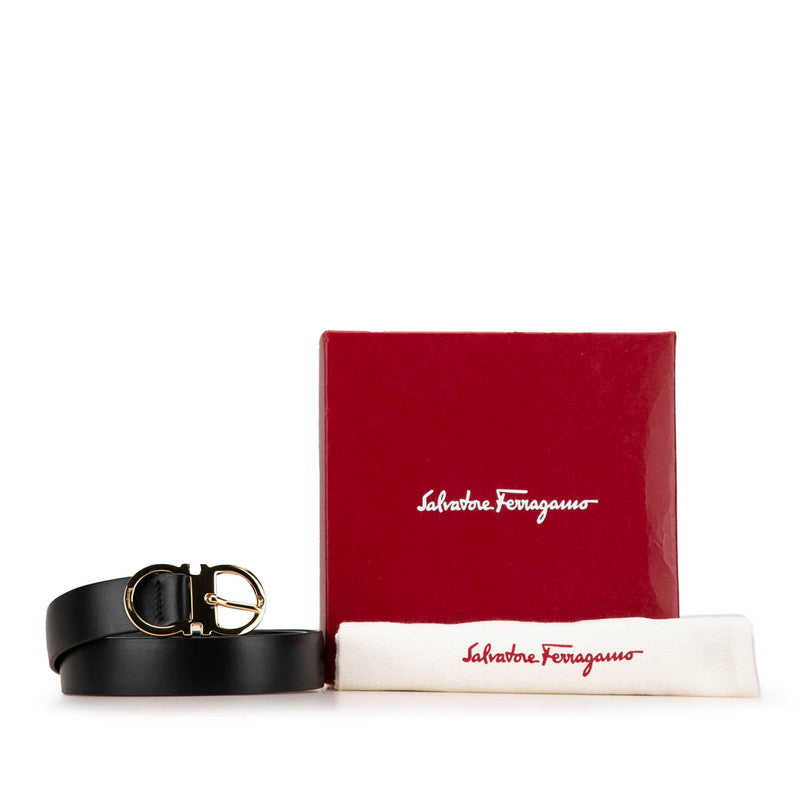 Salvatore Ferragamo Gancini Leather Belt Black