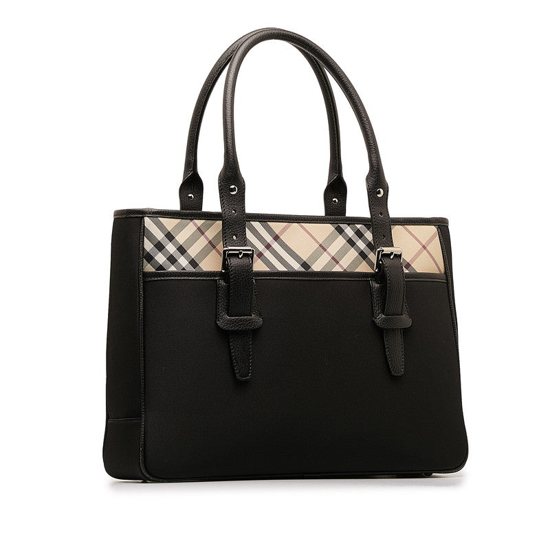 Burberry Nova Check Canvas Leather Tote Bag in Very Good Condition