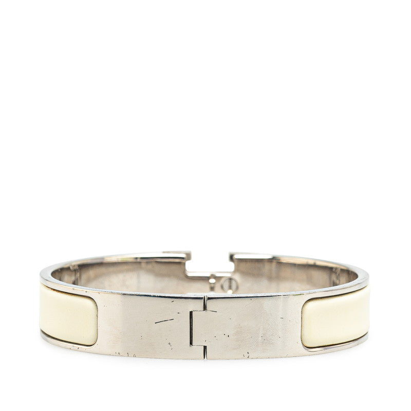 Hermes Click Clack H PM Bracelet Ivory Silver