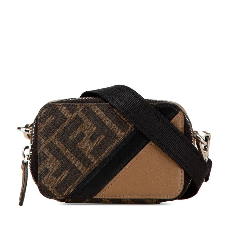 Fendi Zucca Diagonal Shoulder Bag Brown PVC Leather