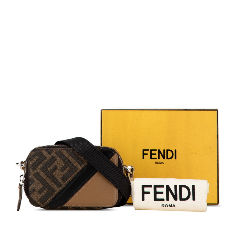 Fendi Zucca Diagonal Shoulder Bag Brown PVC Leather in Great Condition