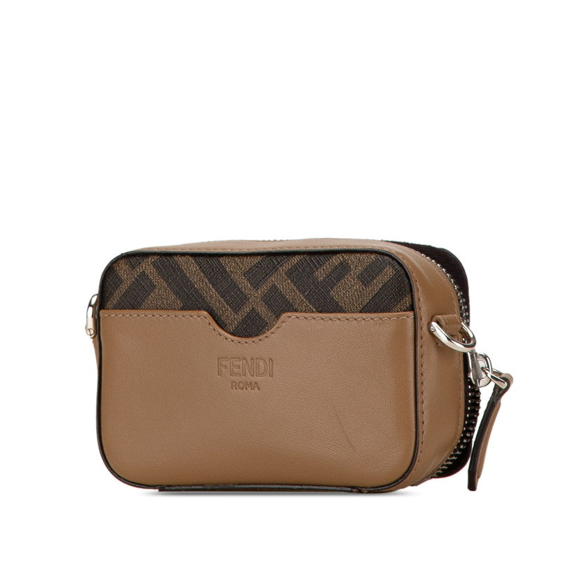 Fendi Zucca Diagonal Shoulder Bag Brown PVC Leather