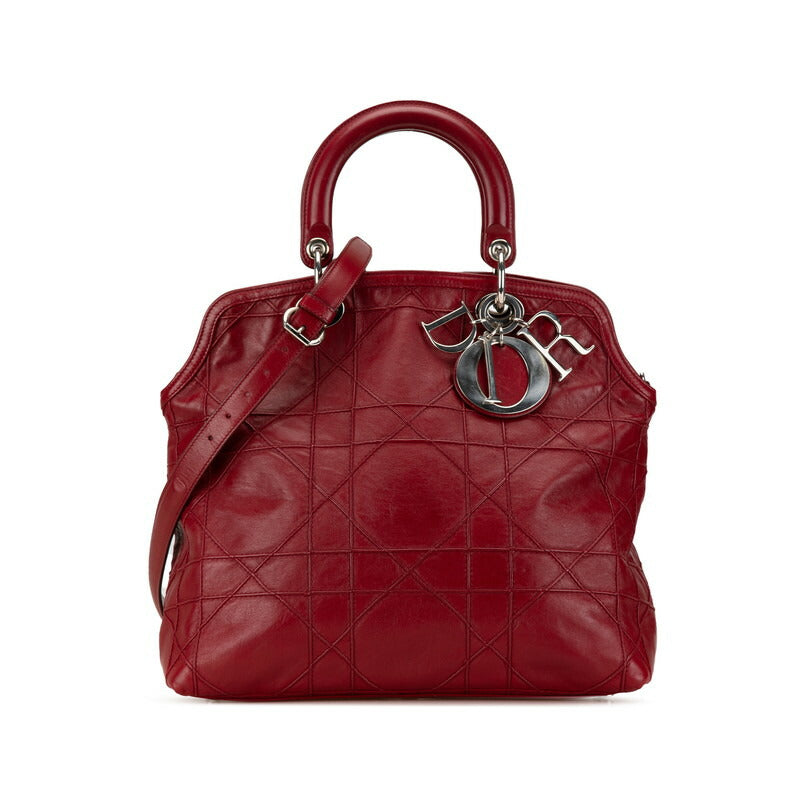 Dior Granville Cannage Leather Handbag Red