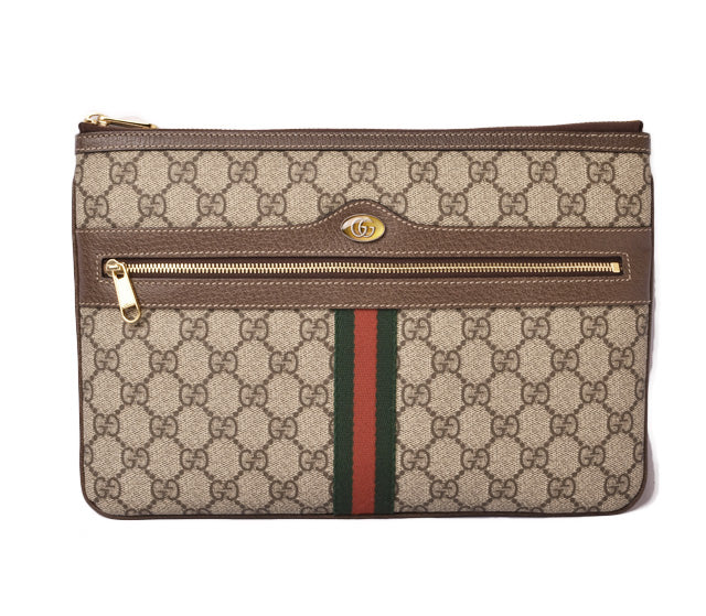 Gucci GG Supreme Clutch Bag Brown/Beige 517551