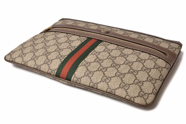 Gucci GG Supreme Clutch Bag Brown/Beige 517551