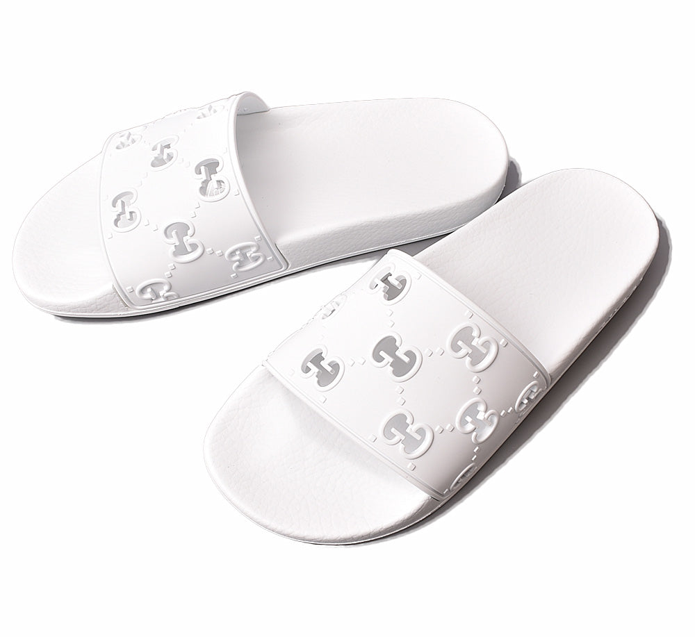 Gucci Unisex Rubber Slide Sandals White in Pristine Condition