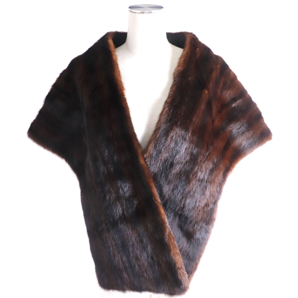 Mitsukoshi Weasel Fur Shawl Stole Dark Brown