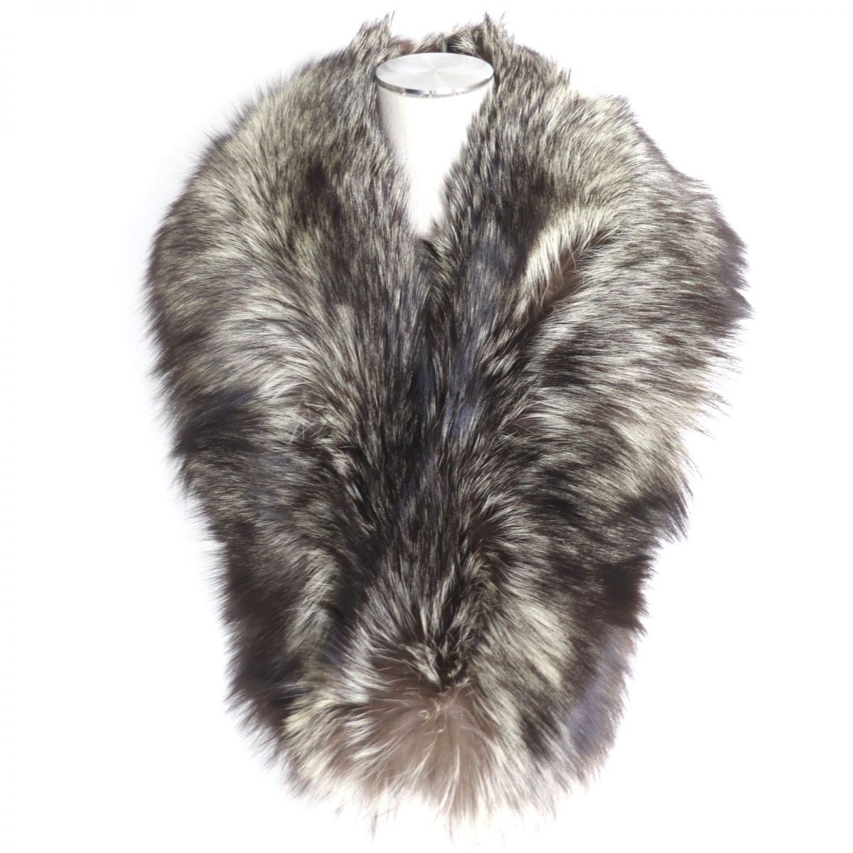 SAGA FOX Genuine Fur Shawl Stole Brown White