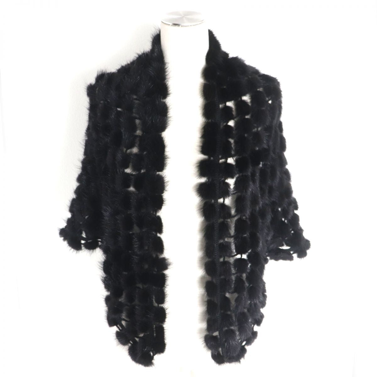 Mink Brahma Genuine Fur Shawl Stole Black