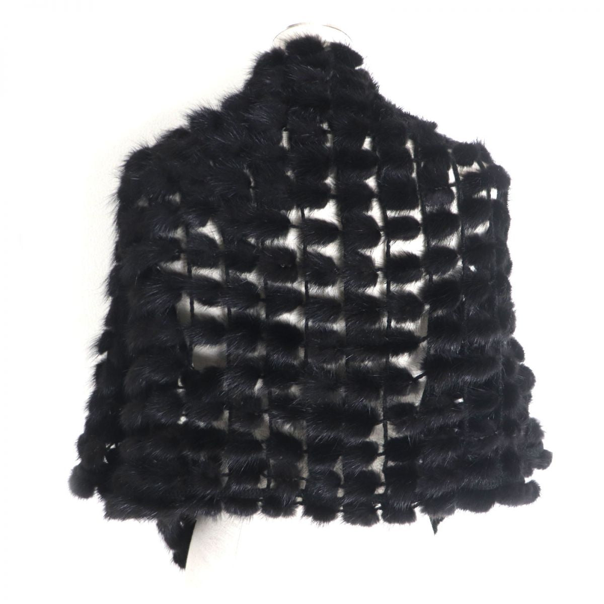 Mink Brahma Genuine Fur Shawl Stole Black