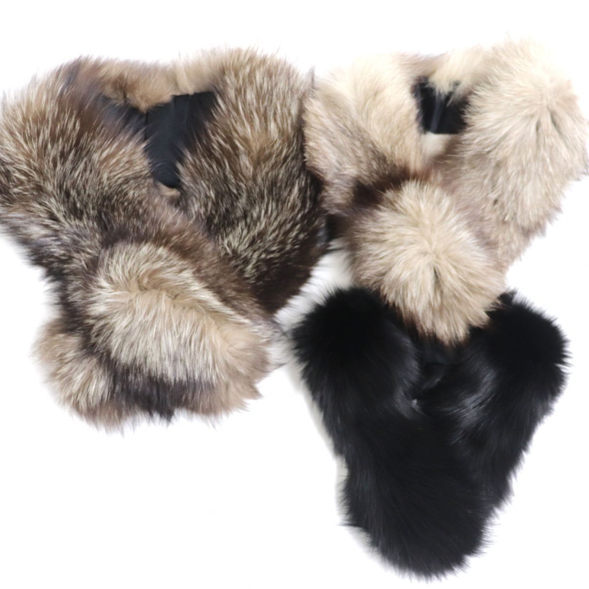 FOX Fur Tippet Shawl Stole 3-Piece Set