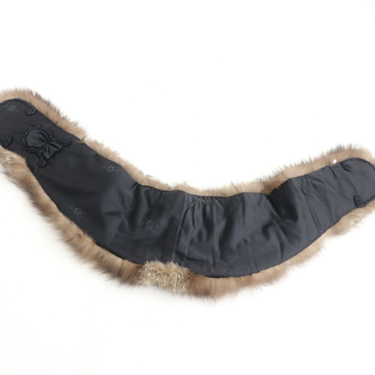 Genuine Fox Fur Shawl Tippet Brown Ivory