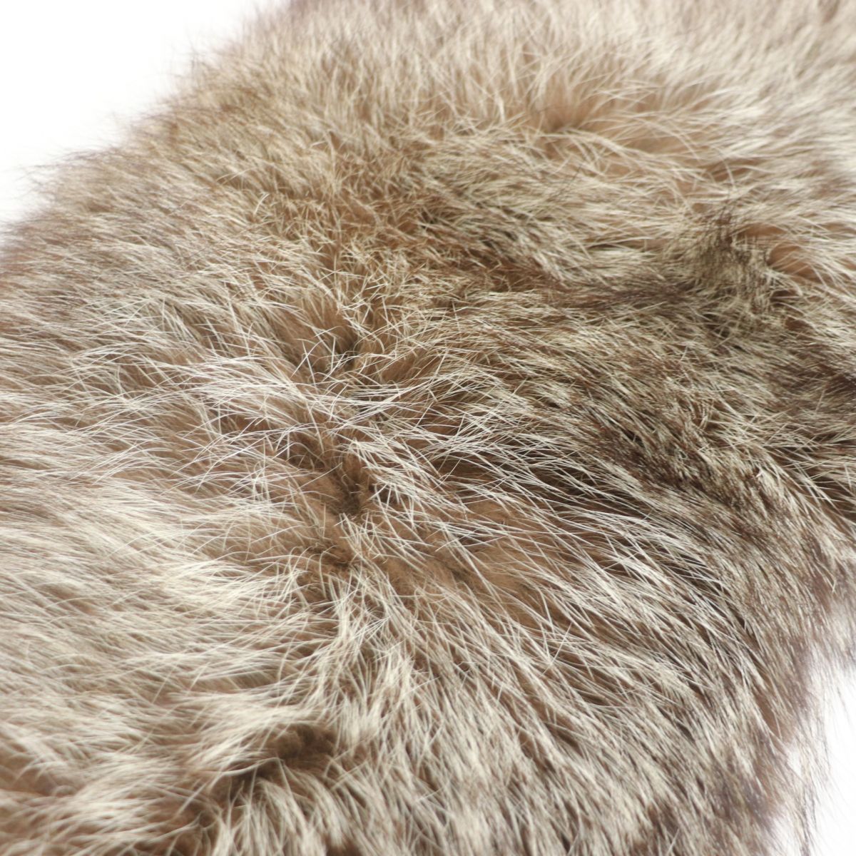 Genuine Fox Fur Shawl Tippet Brown Ivory