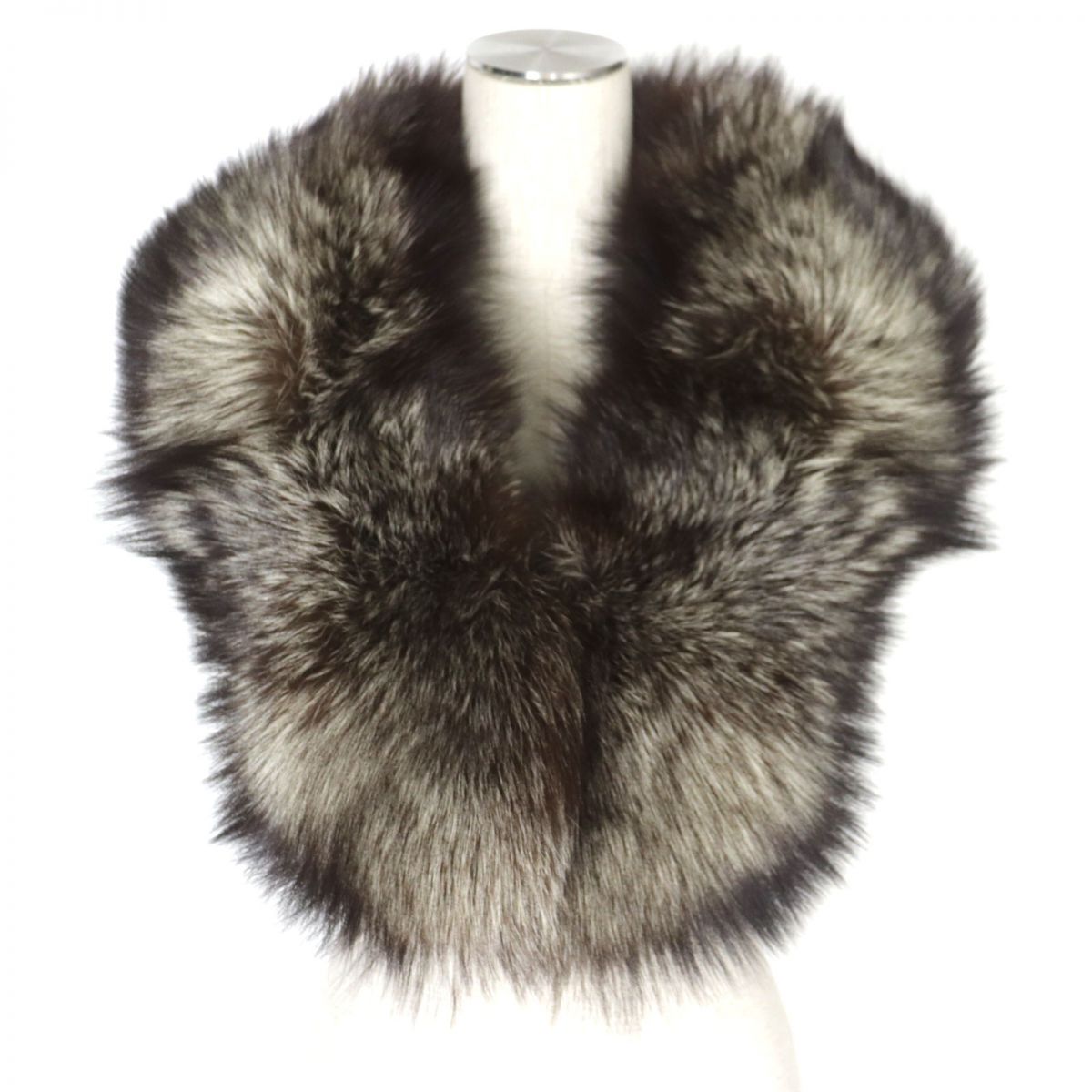 SAGA FOX Real Fur Large Shawl Stole Brown White