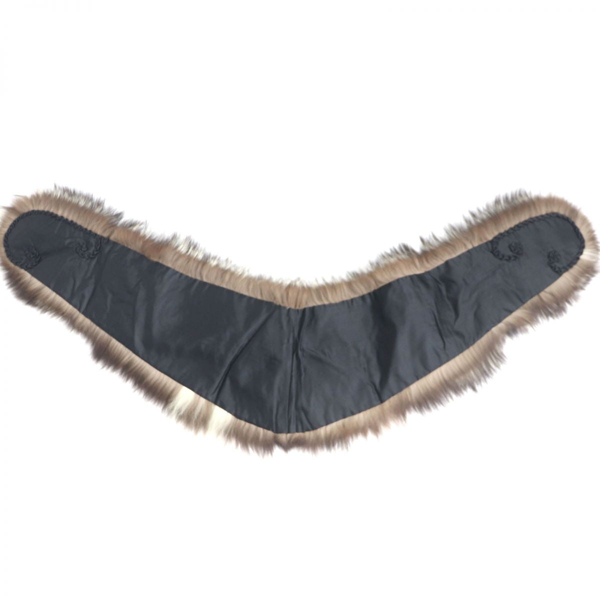 FOX Genuine Fur Shawl Stole Tippet Brown White