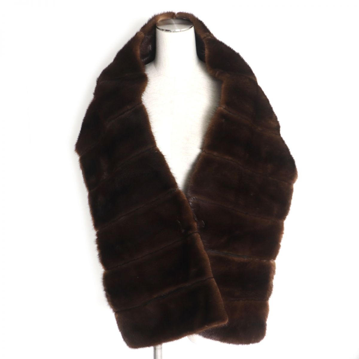 Mink Genuine Fur Shawl Stole Dark Brown