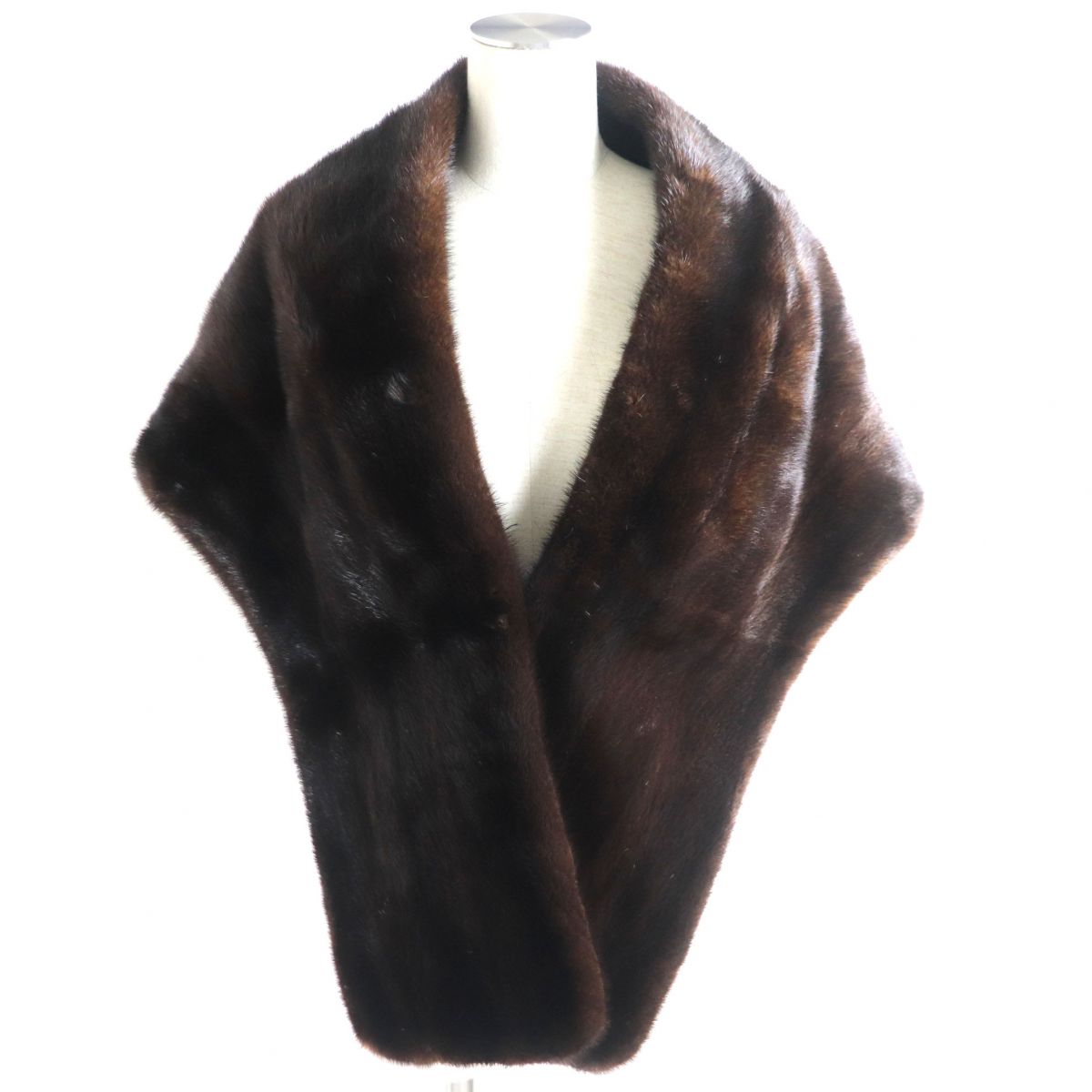 Mink Real Fur Large Shawl Stole Dark Brown