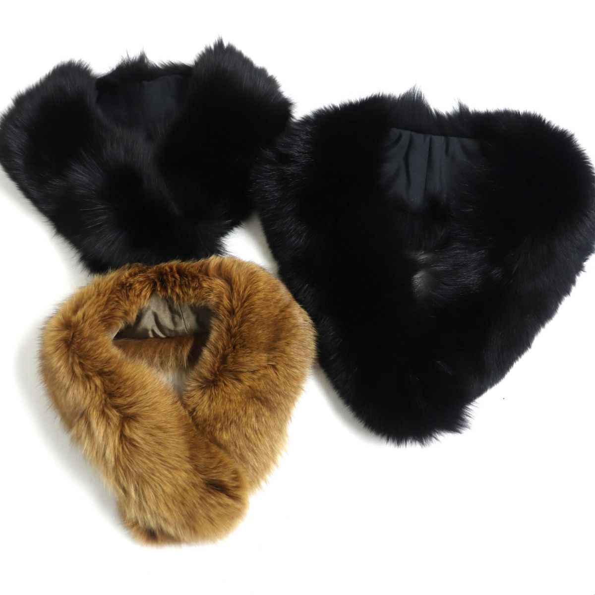 FOX Fur Tippet Shawl Stole 3-Piece Set