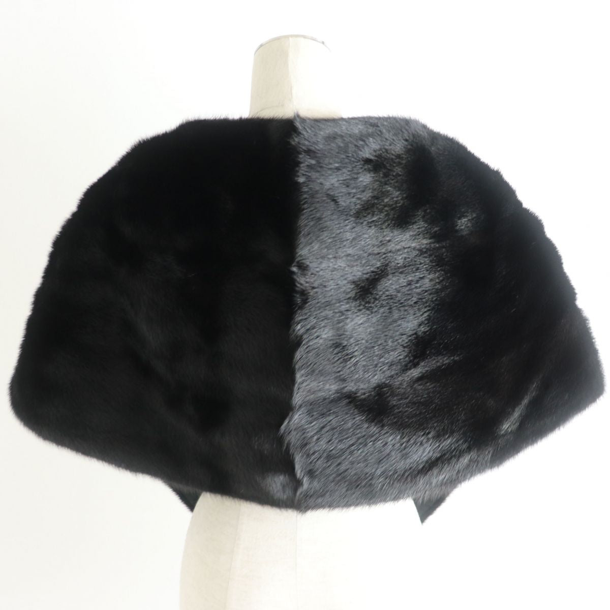 Black Mink Fur Shawl with Tassels