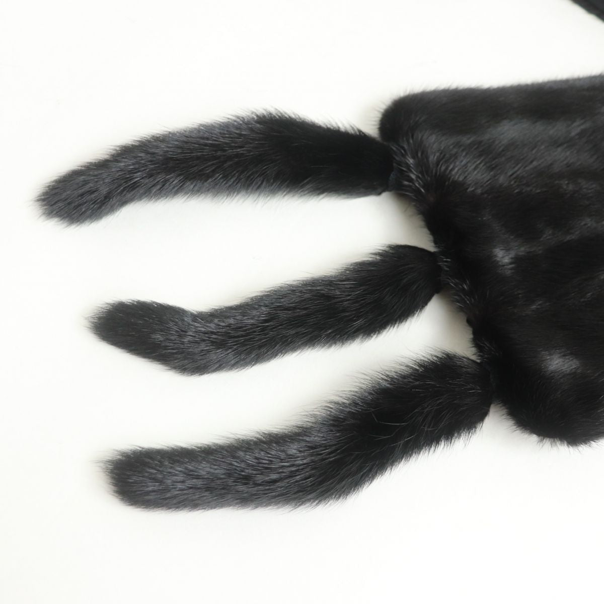 Black Mink Fur Shawl with Tassels