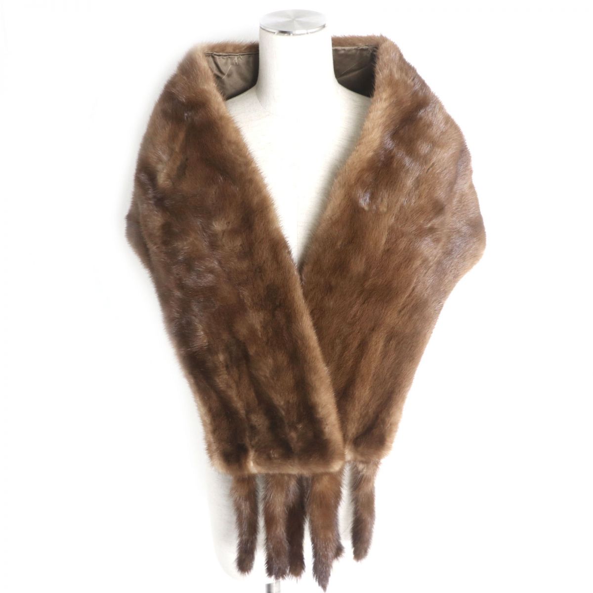 Mink Shawl with Tassels, Genuine Fur, Brown