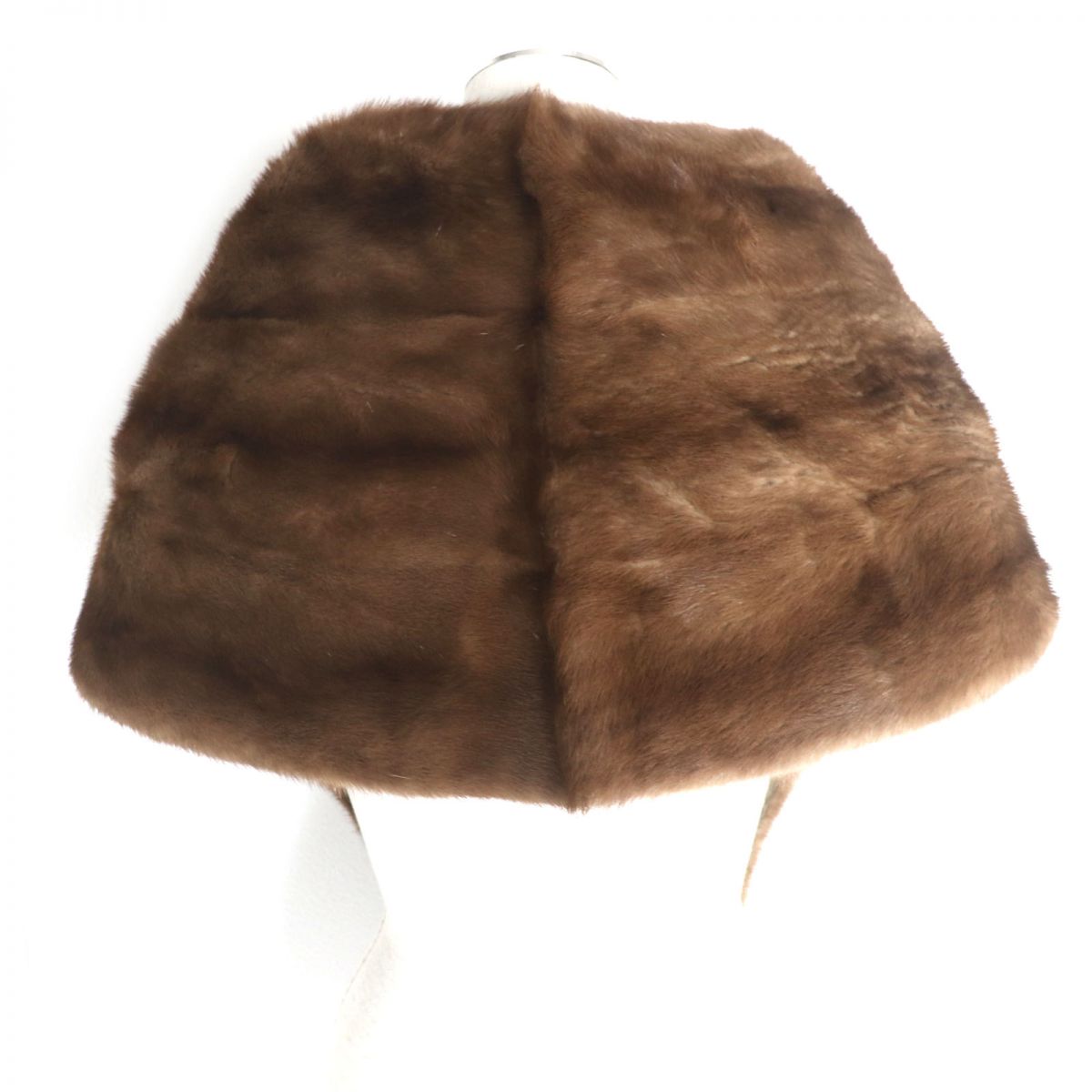 Mink Shawl with Tassels, Genuine Fur, Brown