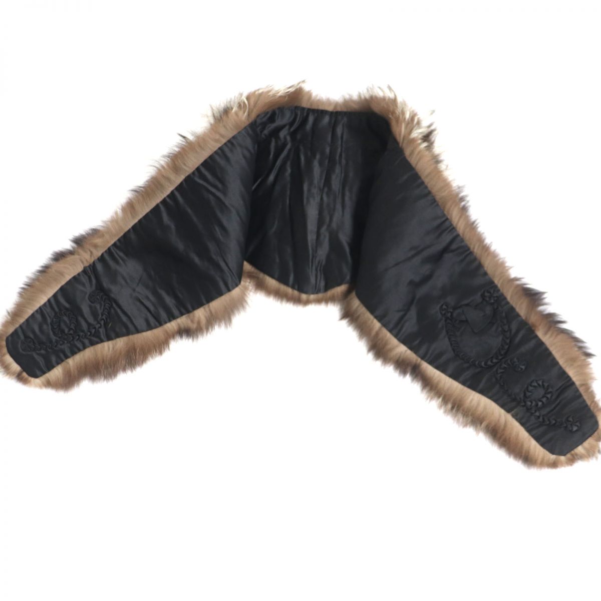 FOX Genuine Fur Shawl Stole Brown White