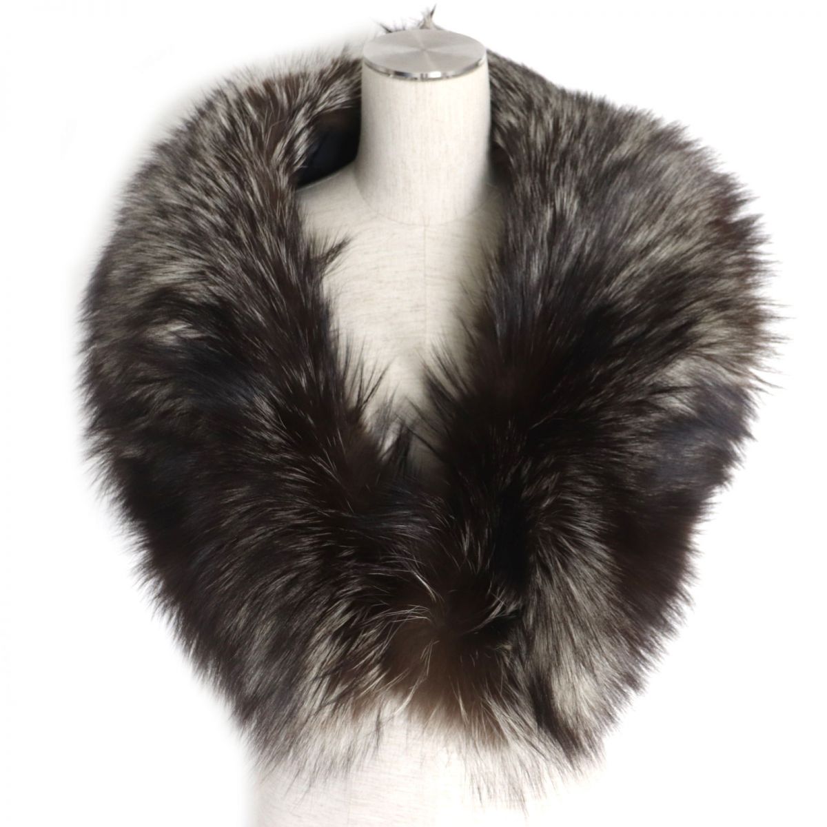 SAGA FOX Genuine Fur Shawl Stole Brown White