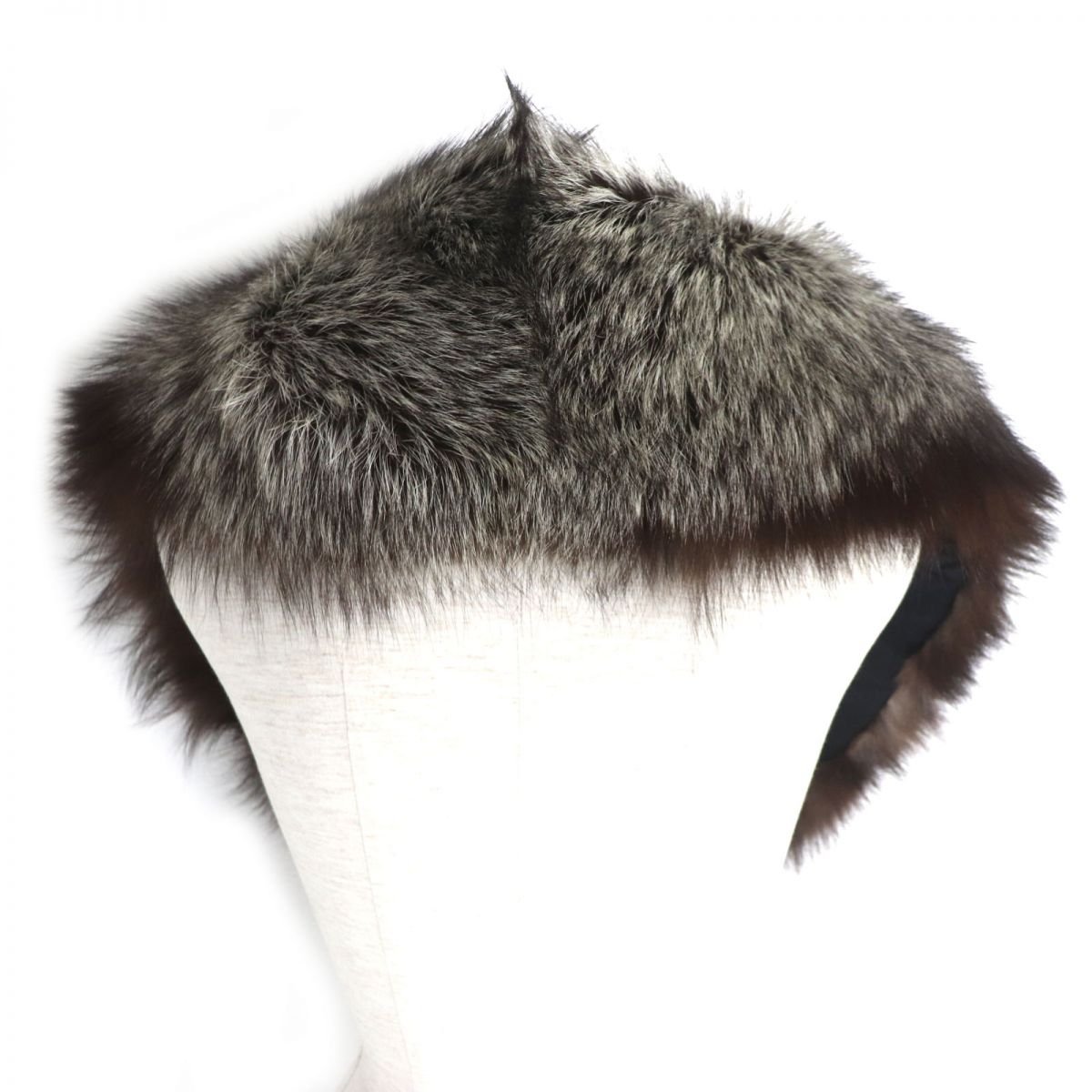 SAGA FOX Genuine Fur Shawl Stole Brown White