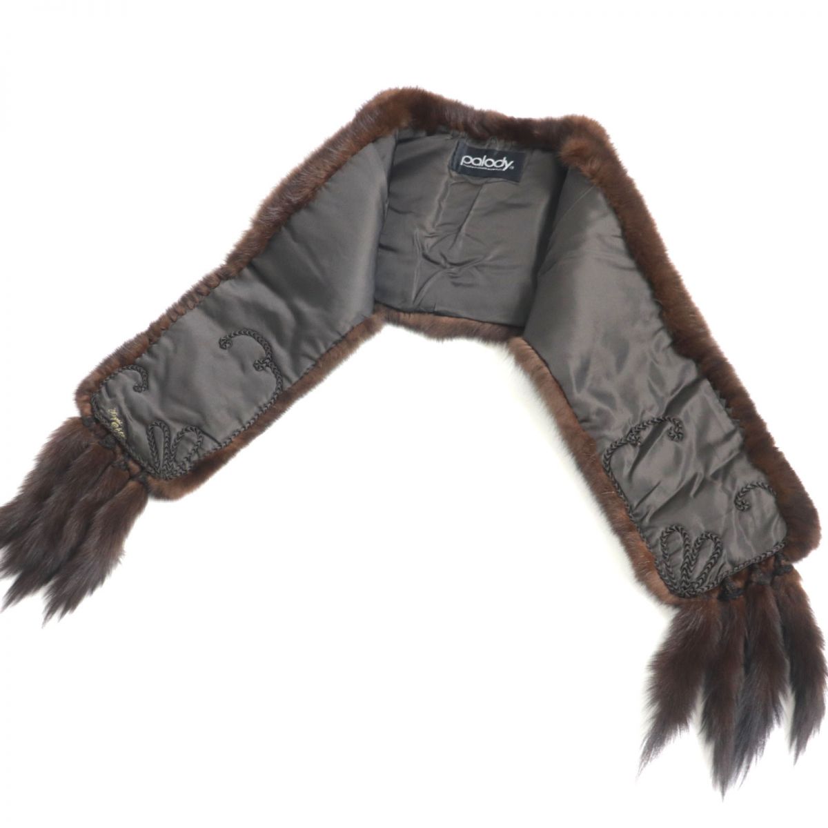 Palody SABLE Fur Large Shawl/Stole, Dark Brown