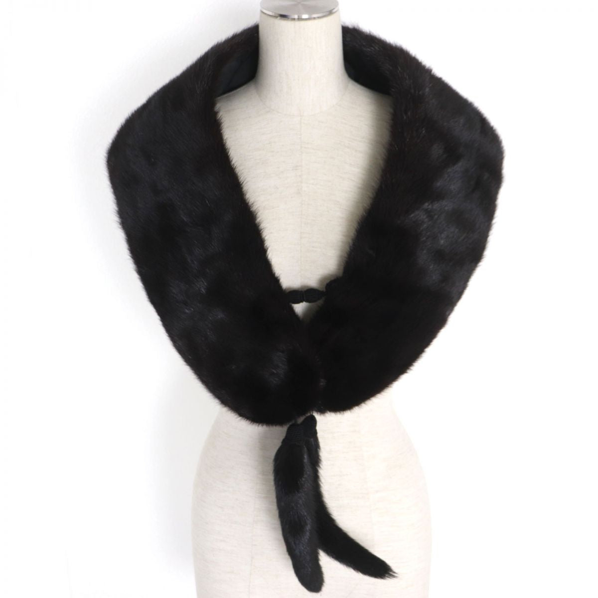 JINDO Mink Fur Shawl Stole Black