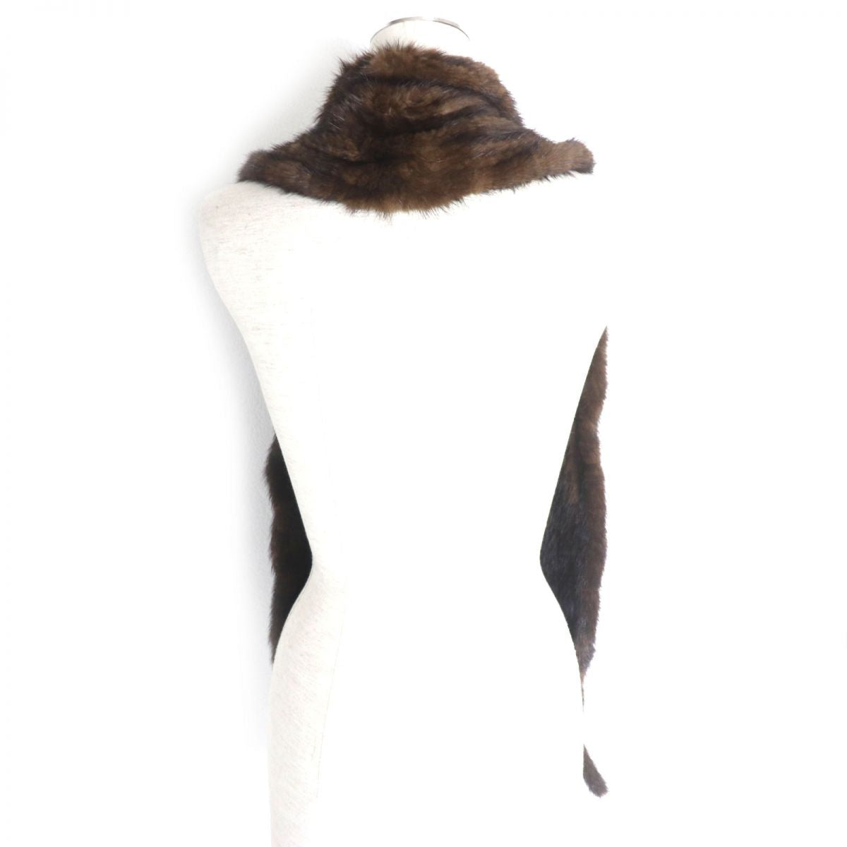 Mink Fringe Shawl Stole Scarf Dark Brown