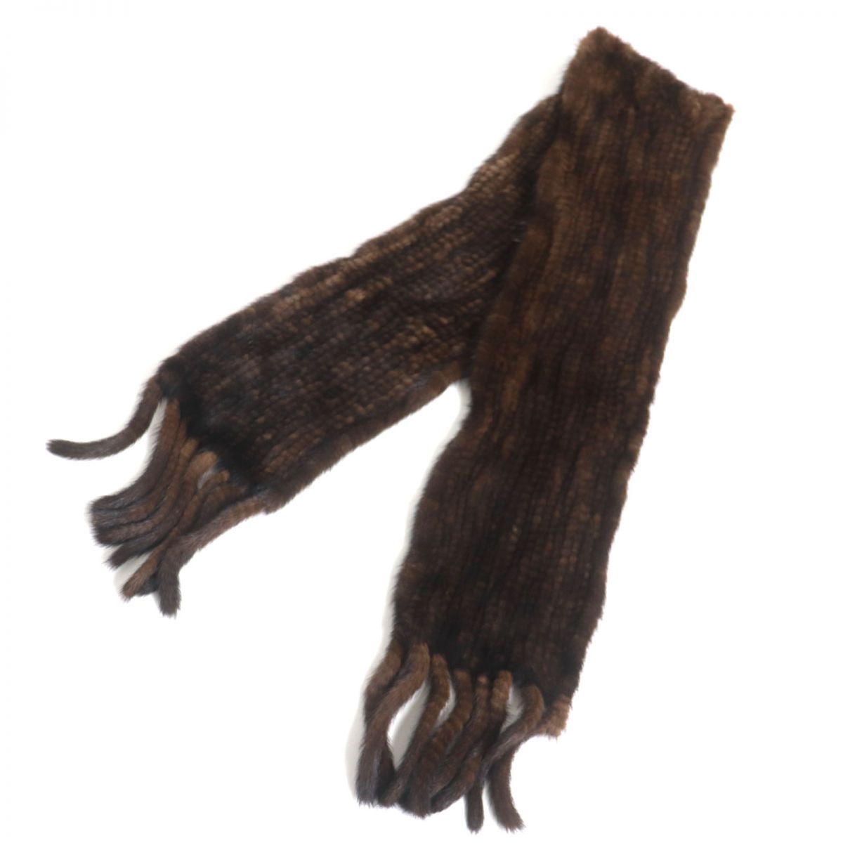 Mink Fringe Shawl Stole Scarf Dark Brown