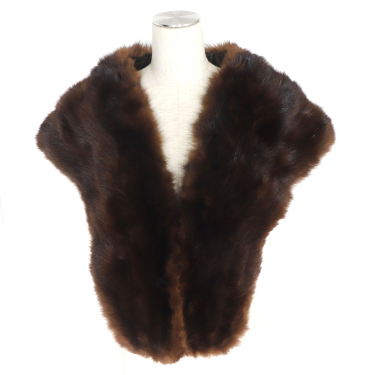 Sable Genuine Fur Large Shawl Stole Brown