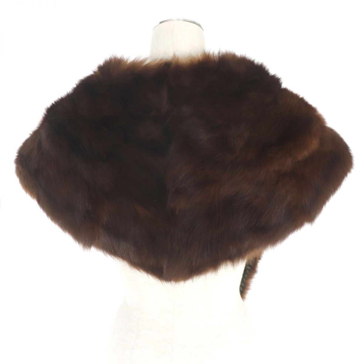 Sable Genuine Fur Large Shawl Stole Brown