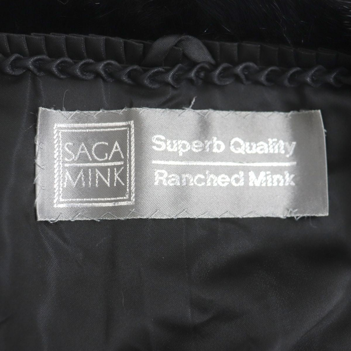 SAGA Mink Fur Shawl Stole Black