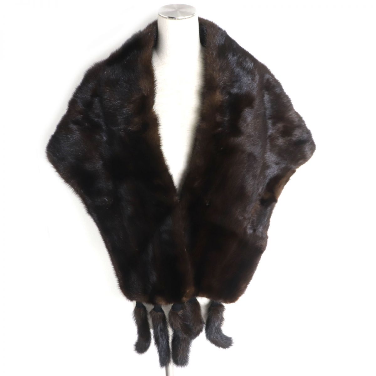 Mink Fur Shawl with Tassels and Embroidery