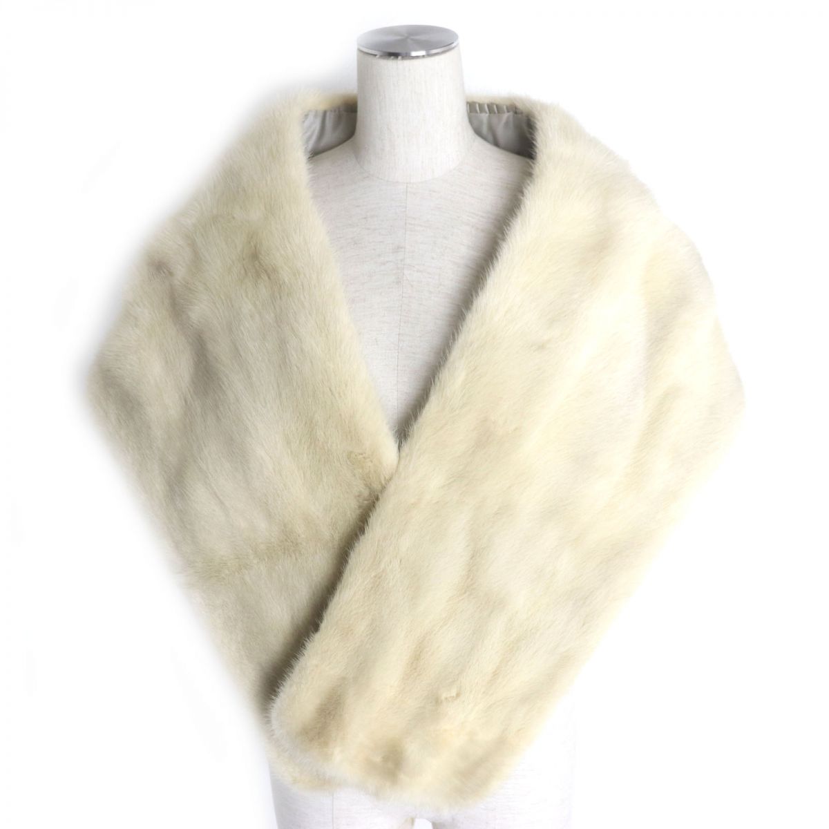 Mink Real Fur Shawl Stole Beige