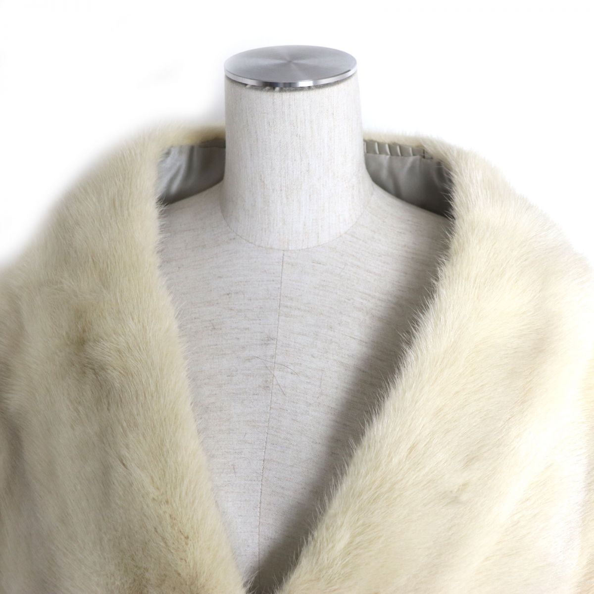 Mink Real Fur Shawl Stole Beige