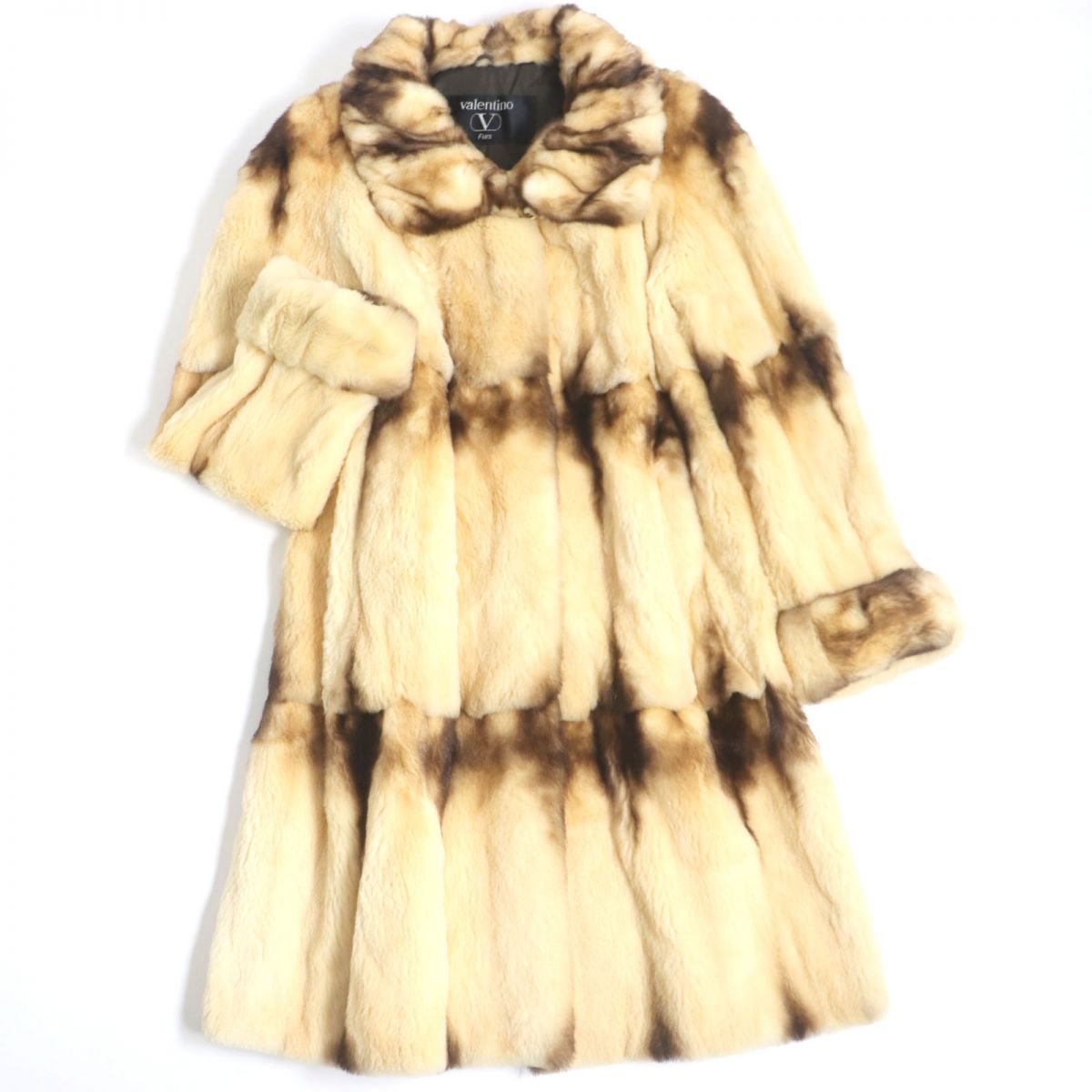 Valentino Fur Long Coat Cream Brown