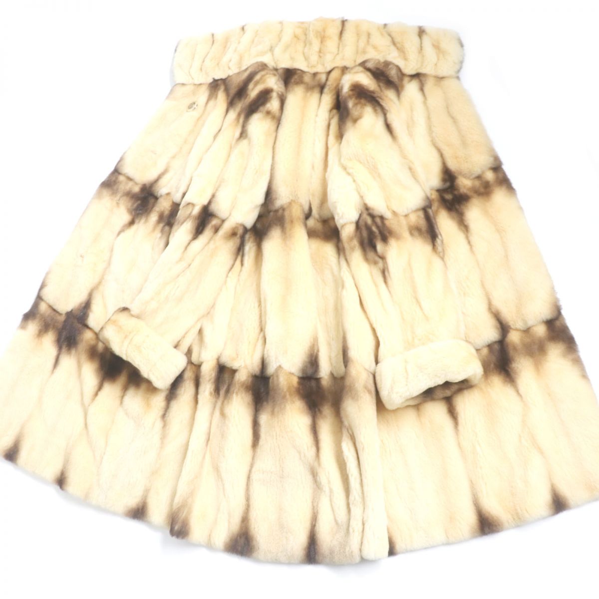 Valentino Fur Long Coat Cream Brown