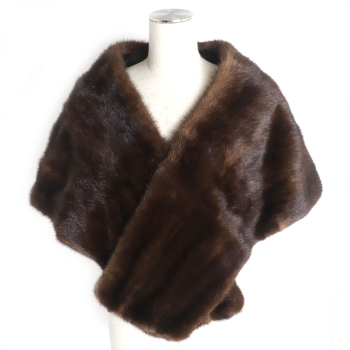 Mink Genuine Fur Shawl Stole Brown